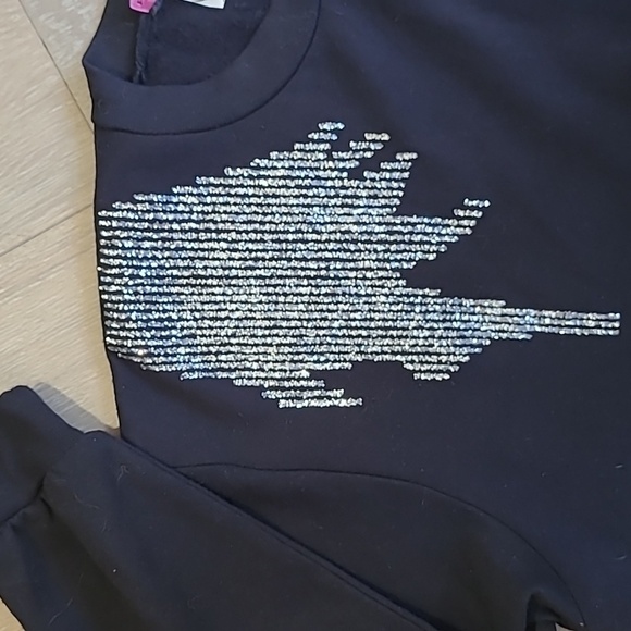 Pink Elephant Vintage Sweatshirt Women's Large Black w/Silver Metallic Graphics - Picture 3 of 8